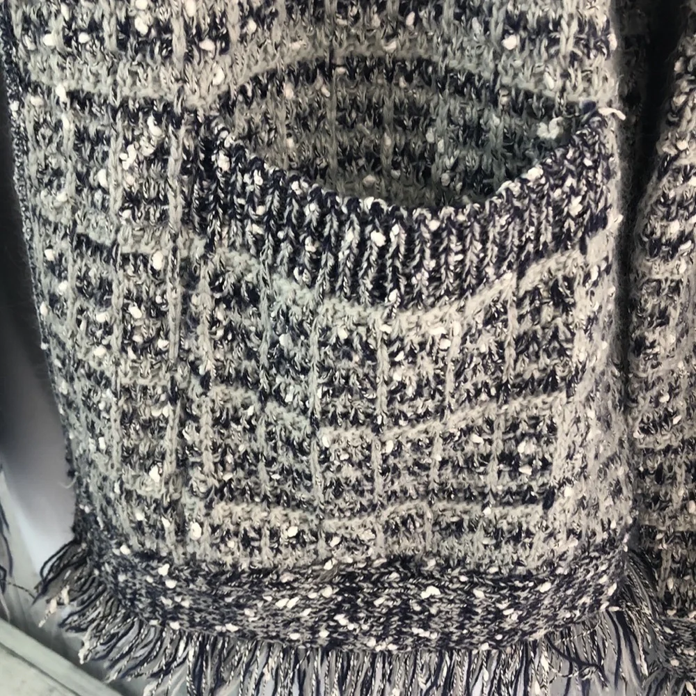 Sioni Nubby Knit Open Front Fringed Cardigan Medium